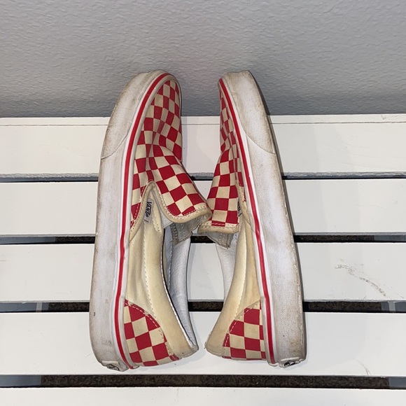 Vans Red Checkered Checkerboard Slip-on Sneaker Shoe Mens 6.5 Womens 8 - Picture 8 of 9